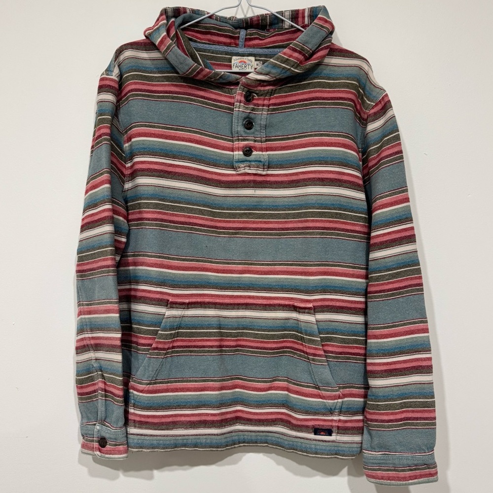 Faherty Mens Hooded Poncho Pullover Hoodie Serape Stripe M